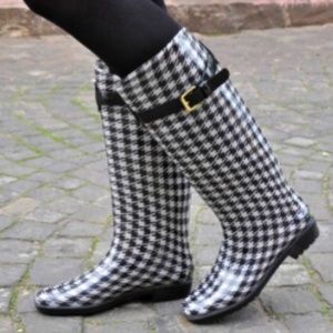 RALPHLAUREN Rossalyn Houndstooth Rainboots Size 8